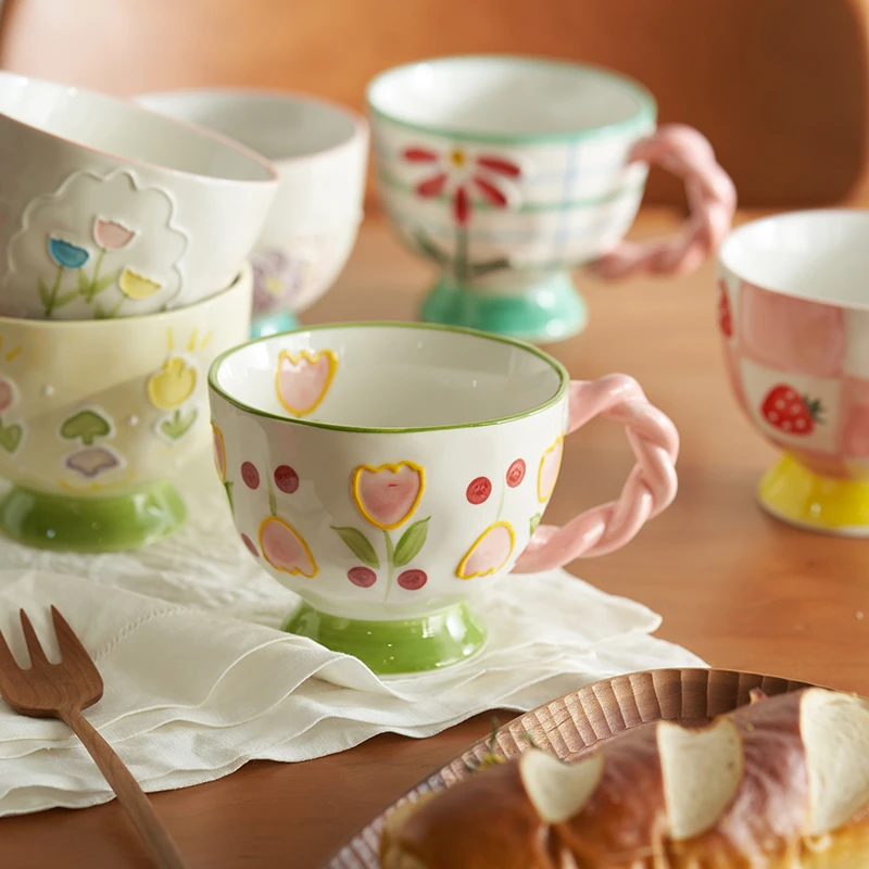 肆月宛秋大肚马克杯大容量陶瓷杯家用高颜值水杯咖啡杯喝水杯子女