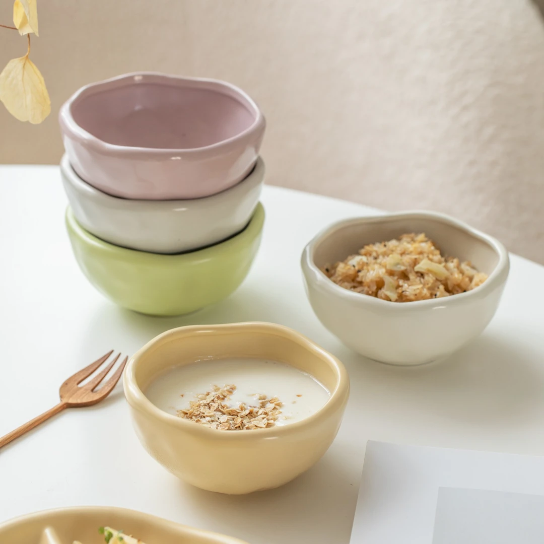 肆月寄柔马卡龙色网红手捏饭碗创意家用个性小清新纯色一碗一勺