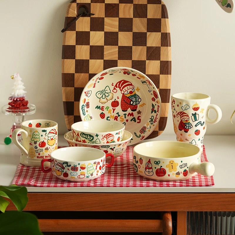 肆月绮梦圣诞餐具陶瓷碗家用新款高颜值个人专用酸奶沙拉碗早餐碗