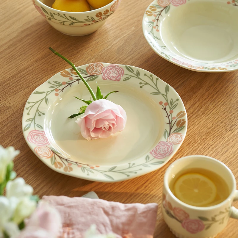 肆月香菱法式精致创意盘子陶瓷盘甜品盘高级感蛋糕点心盘圆盘餐盘