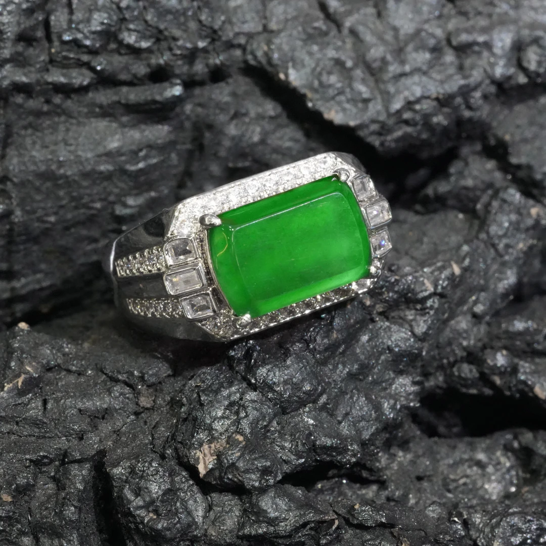 天然A货翡翠无事牌马鞍戒指多样性发气质时尚精美百搭轻奢镶嵌美