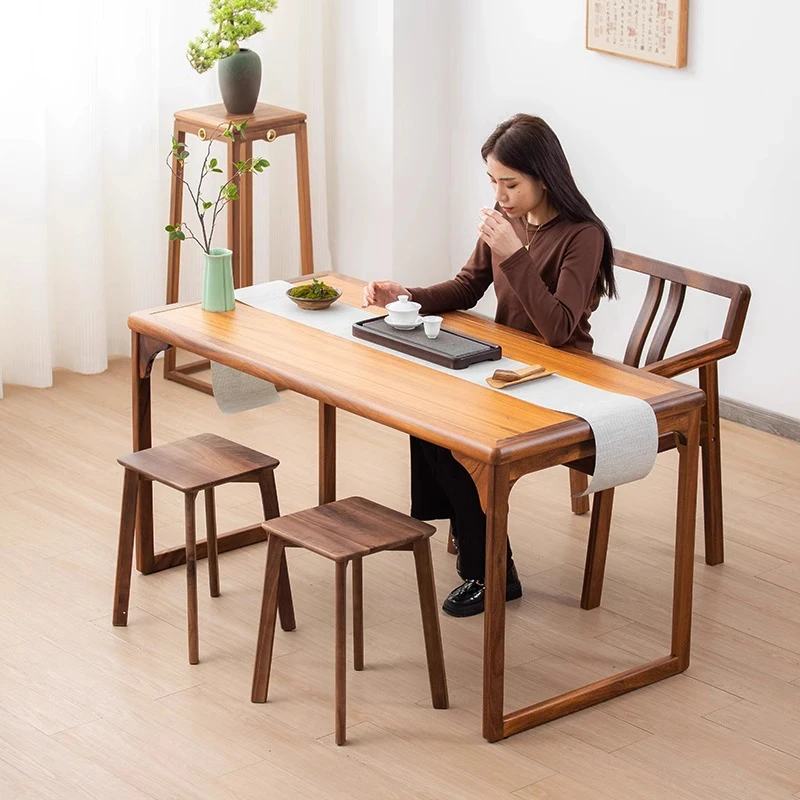 胡桃木茶桌椅组合新中式简约阳台茶桌办公室禅斋茶几茶台现代家用
