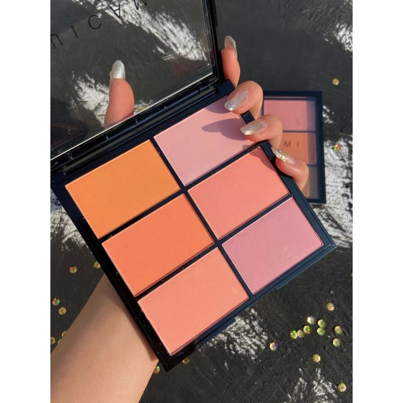 GUICAMI繆斯之愿六色腮红盘6色套装杏色橘粉桃色胡萝卜色修容鼻影