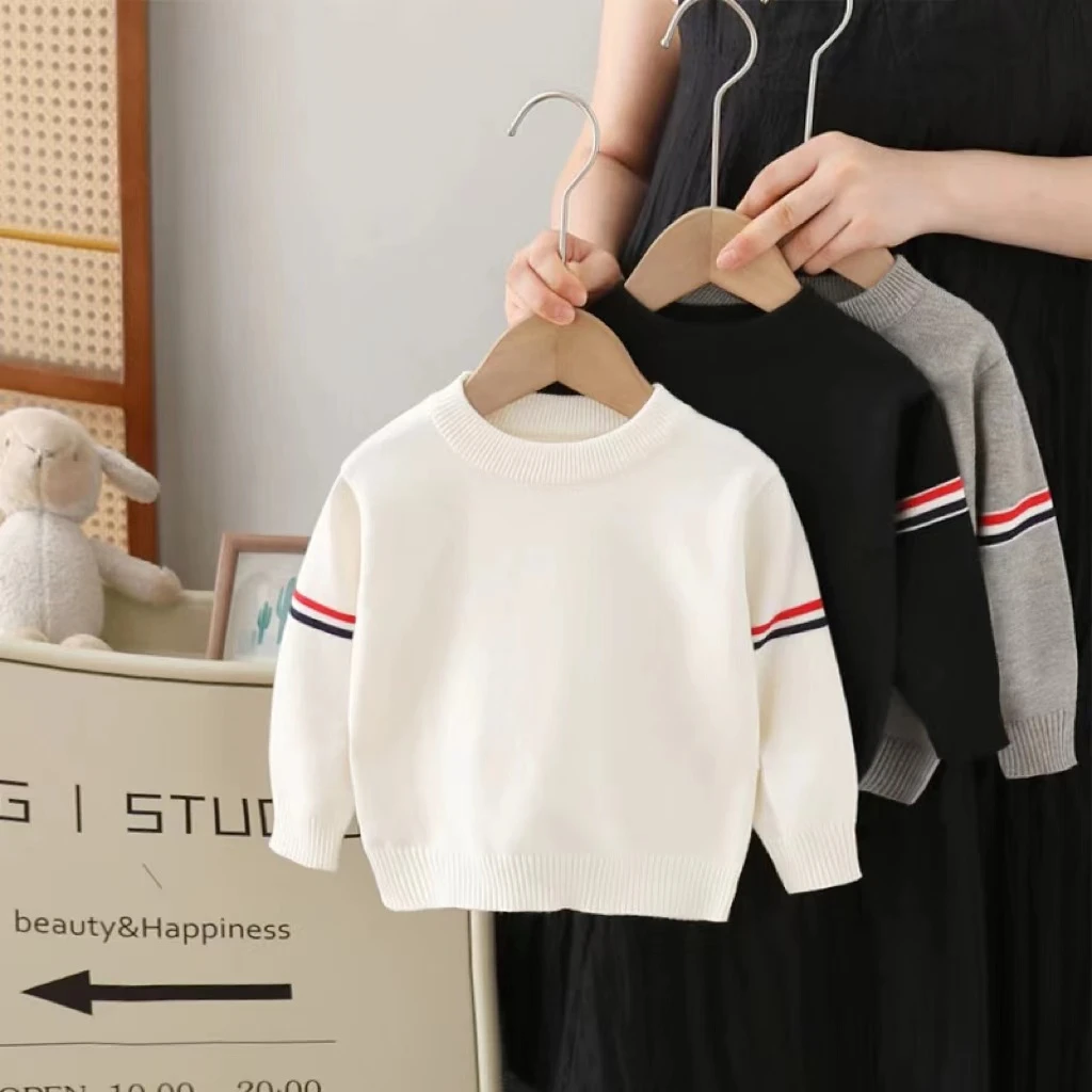 男童加厚毛衣2024新款秋冬季男宝宝圆领打底衫小童洋气套头针织衫