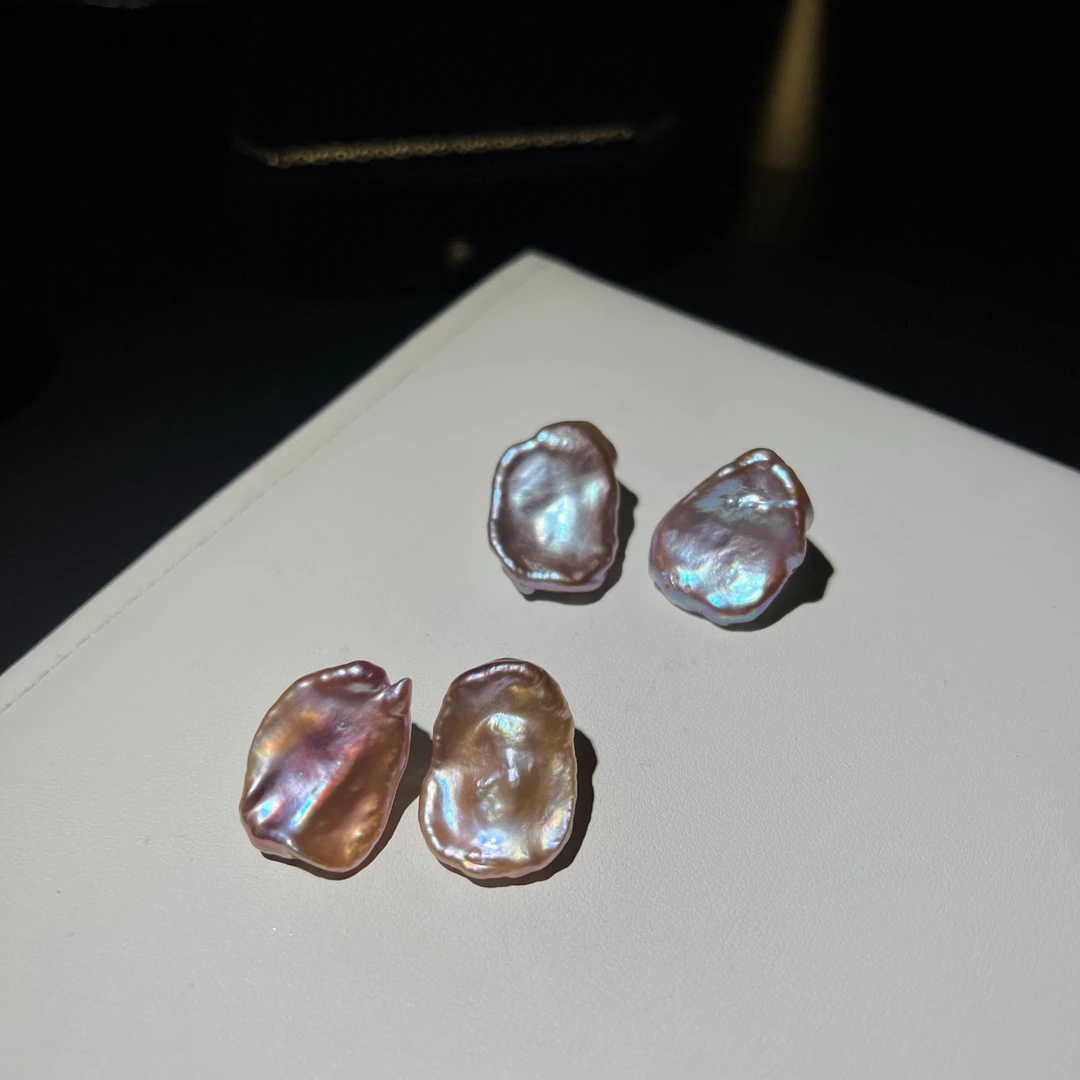 JUNMU怪紫无核花瓣巴洛克珍珠耳钉女轻奢时尚耳环多样性发货发一