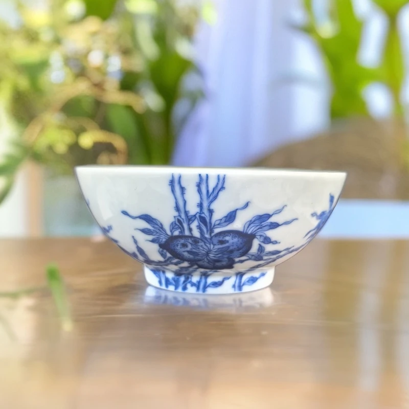 千杯珍藏九桃五福普洱杯主人杯手工手绘陶瓷缠枝花纹柴窑釉下彩