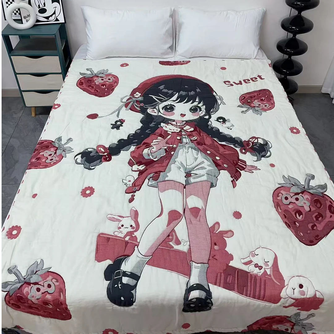 【草莓女孩】150/200棉柔云朵泡芙被单人冬被