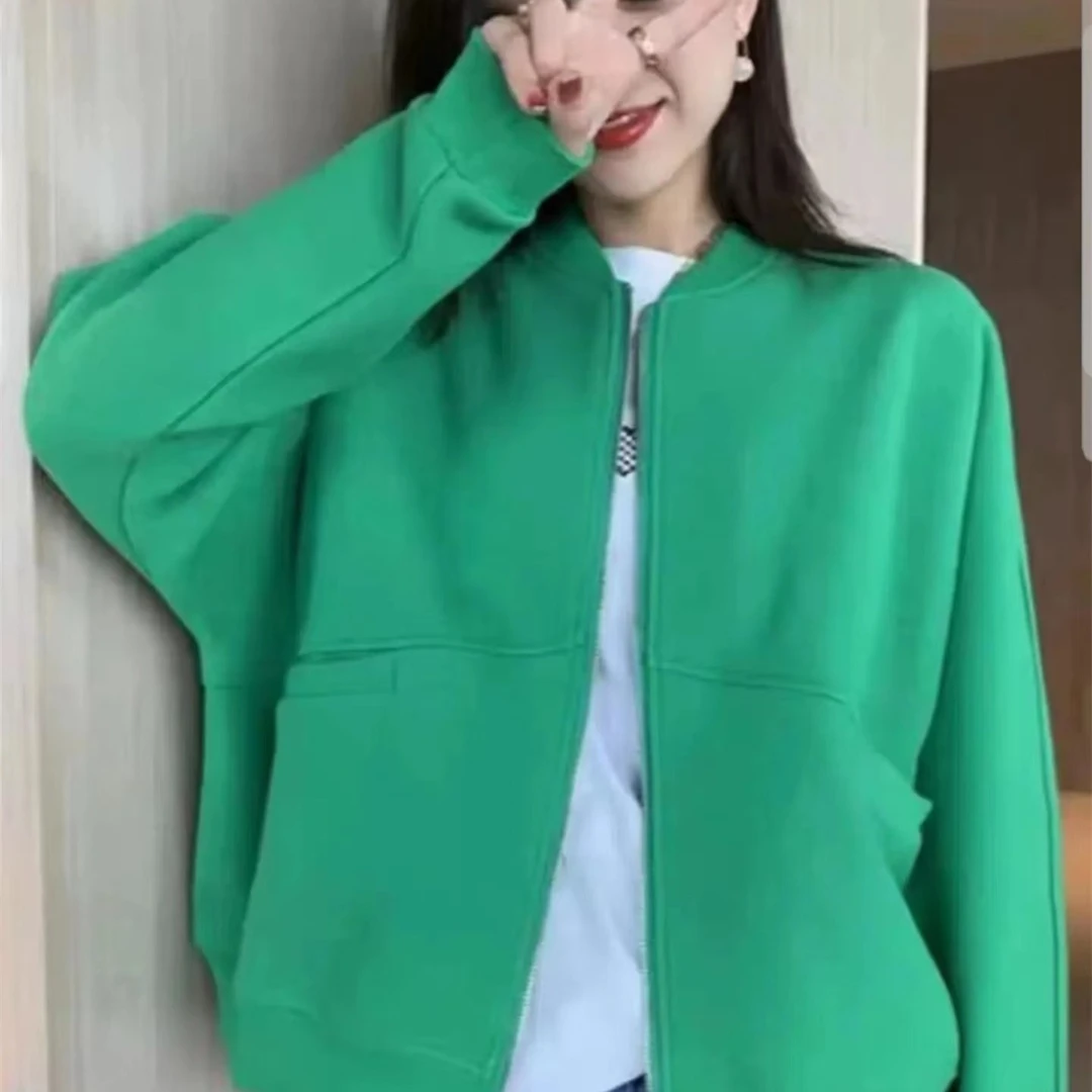 时尚休闲短外套春秋季【洋洋】百搭洋气拉链棒球服夹克上衣纯色