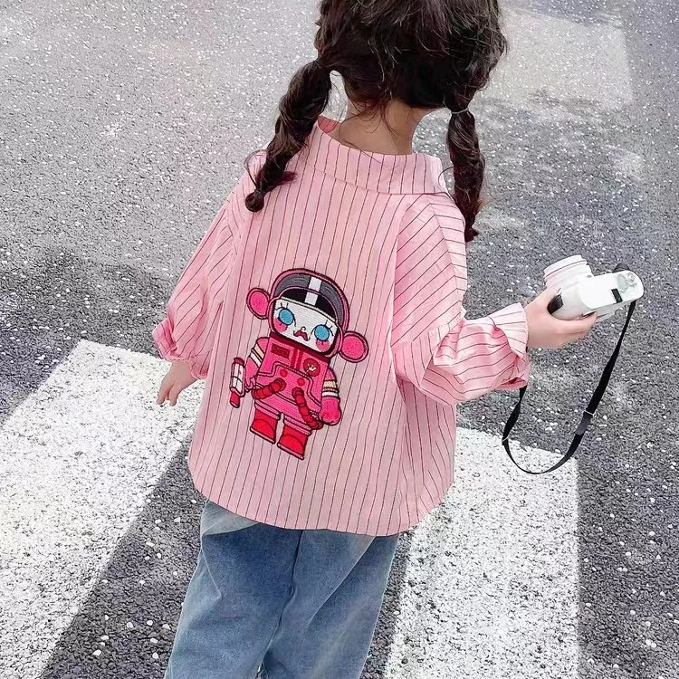 37040女童秋装2023新款小女孩春秋洋气外穿长袖衬衫儿童百搭上衣