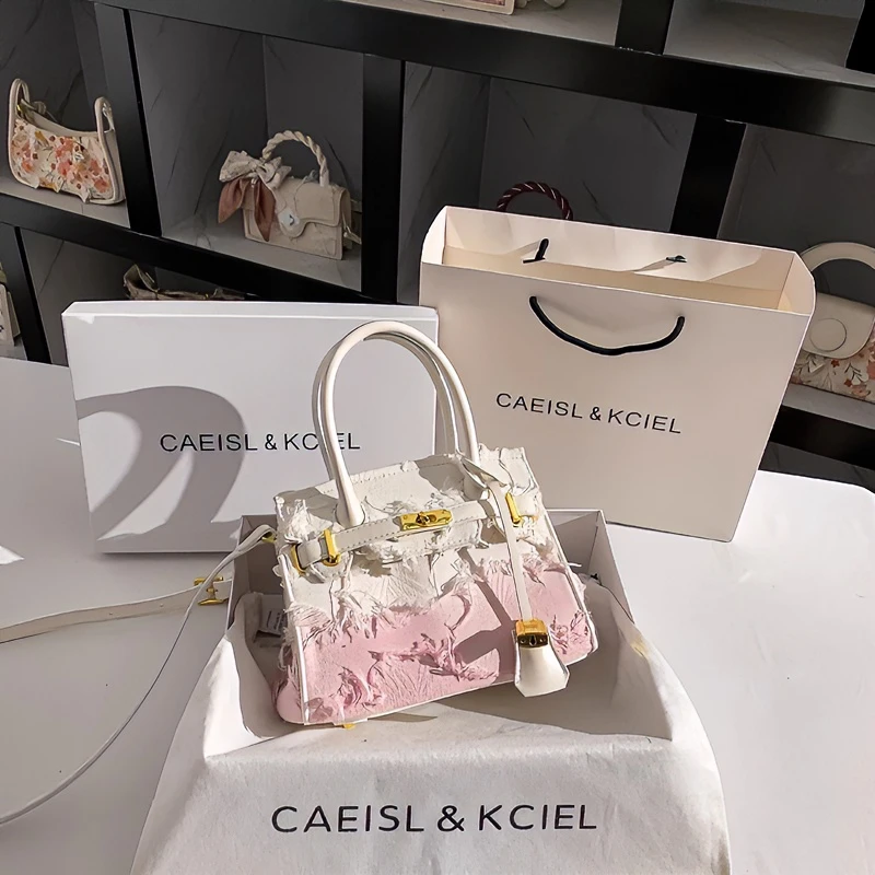 CAEISL&KCIEL小众高级感流苏铂金包女2024新款夏季洋气手提斜挎包