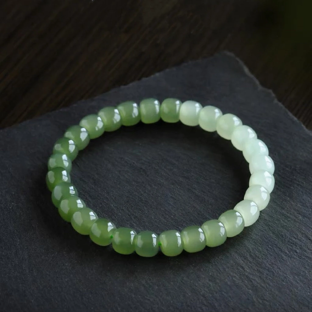 路路通精选百搭多宝和田玉手串珠宝链白玉青玉碧玉渐变女情侣礼物