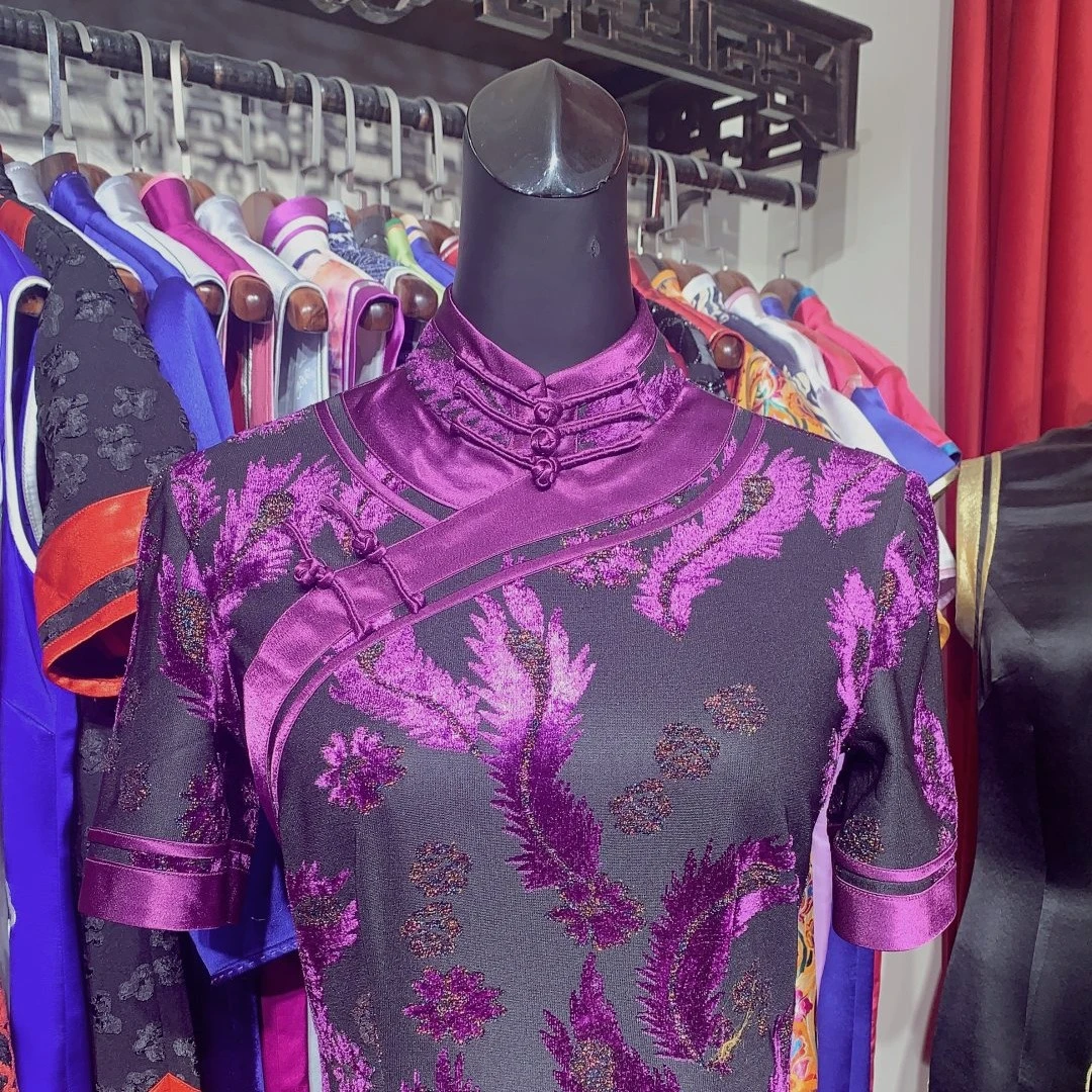 提花修身旗袍长款时尚