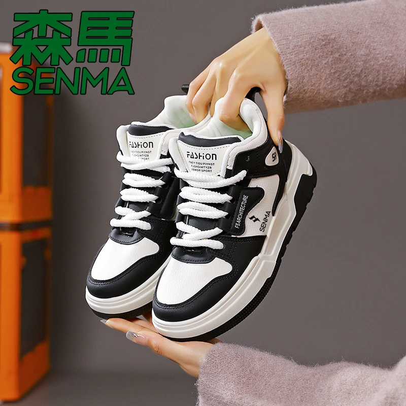 SENMA/森马 中高帮男女休闲板鞋2024爆款透气单里舒适情侣运动鞋