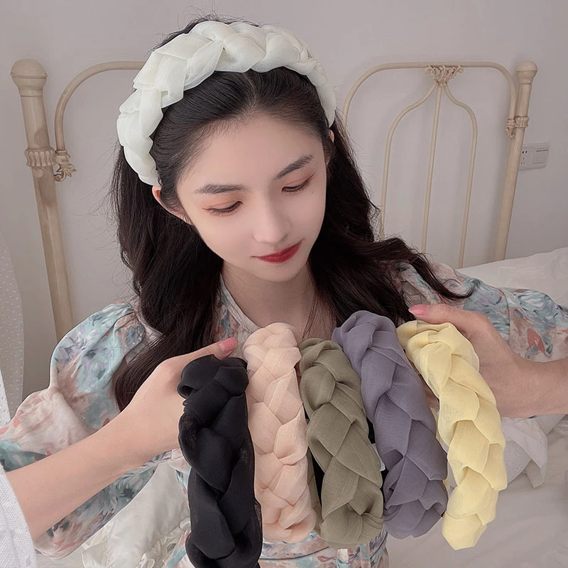 非金属布艺发饰 韩系麻花发箍女甜美高颅顶显脸小洗脸碎发箍百搭
