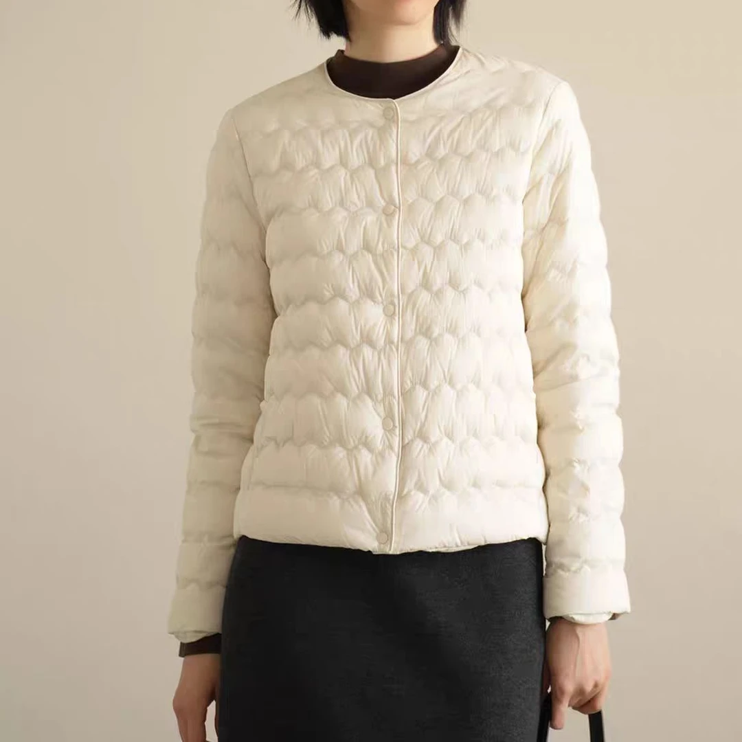 苗姐【升温锁暖】90白鸭绒波纹羽绒服260371