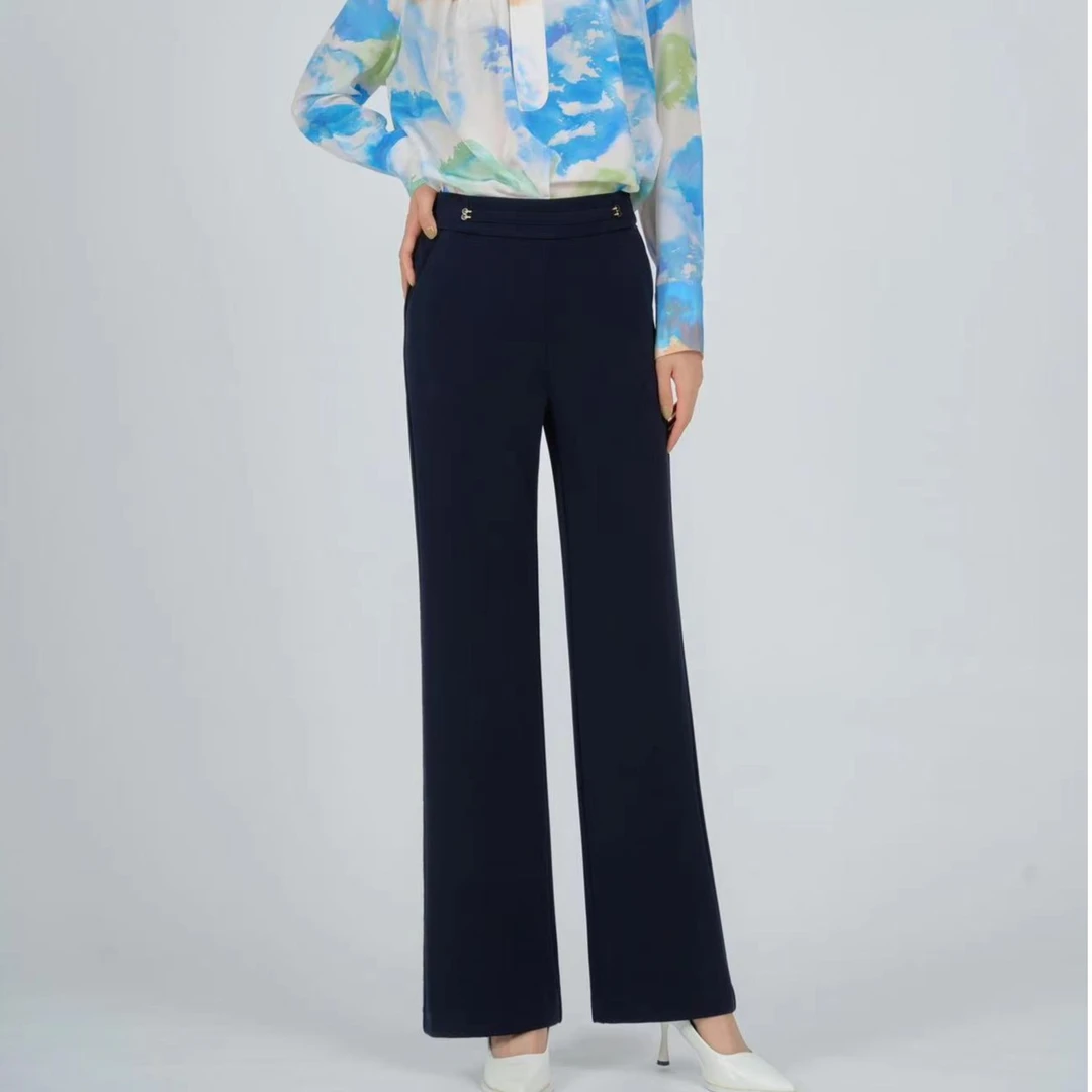 【苗姐衣橱】高端气质款时尚垂感筒喇裤8816