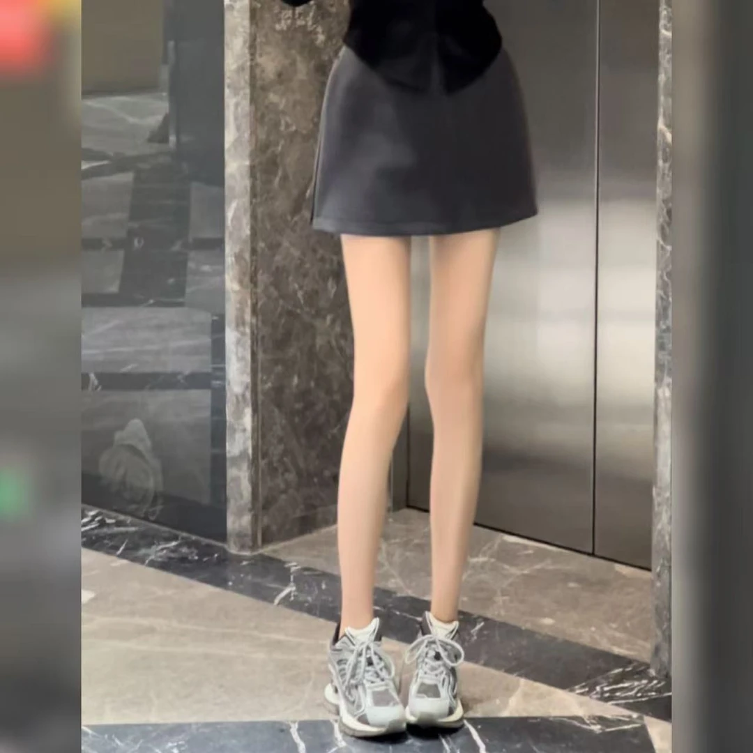 裙子【现货】（加厚呢料）高腰加长双侧拉链开叉包臀秋冬短裙短裙