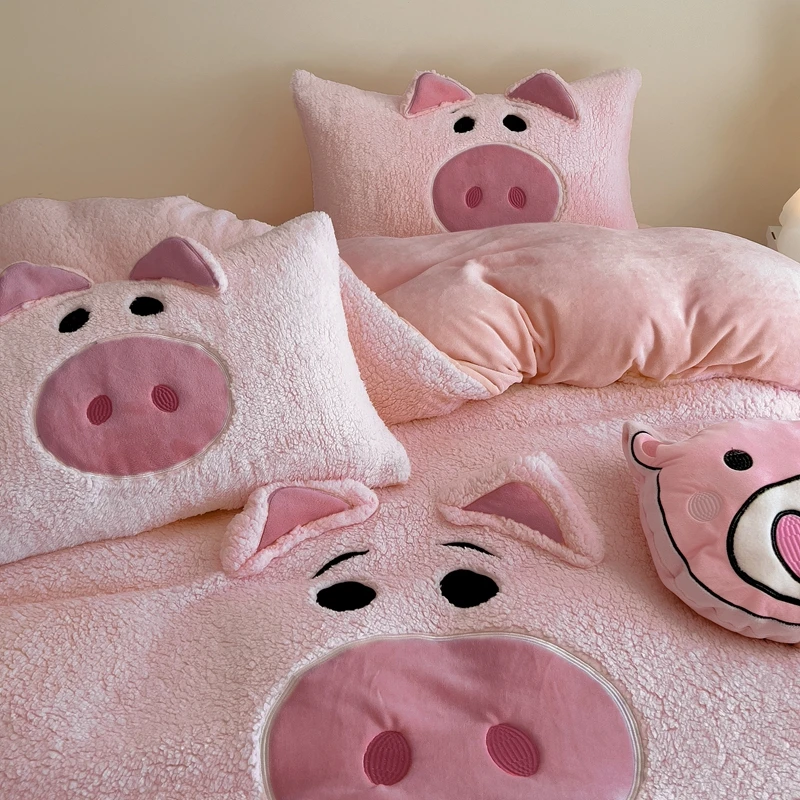 迪士尼冬羊羔绒床上四件套牛奶珊瑚绒面被套法兰绒床单学生三件套