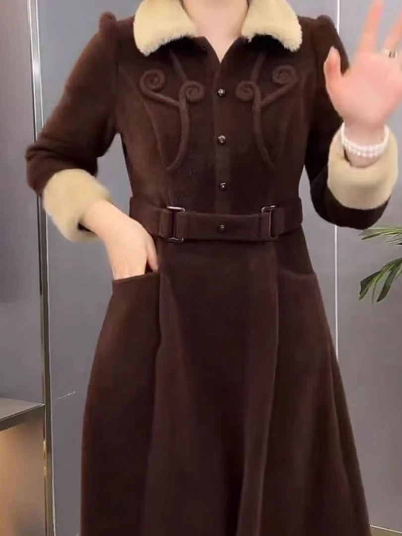 A0115冬款加厚水貂绒连衣裙