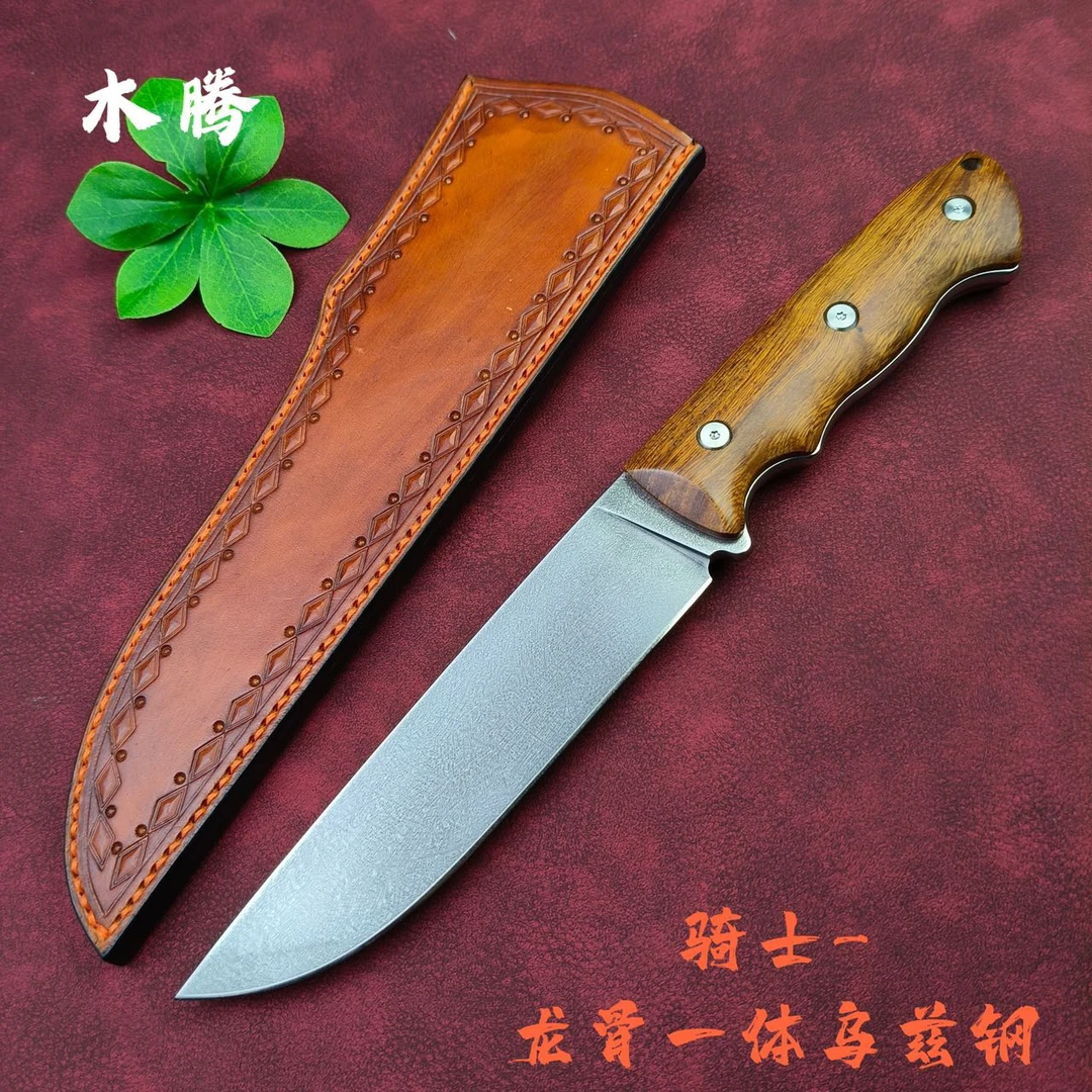 【木腾】骑士 龙骨一体印度乌兹钢刀具户外便携锋利手工艺品
