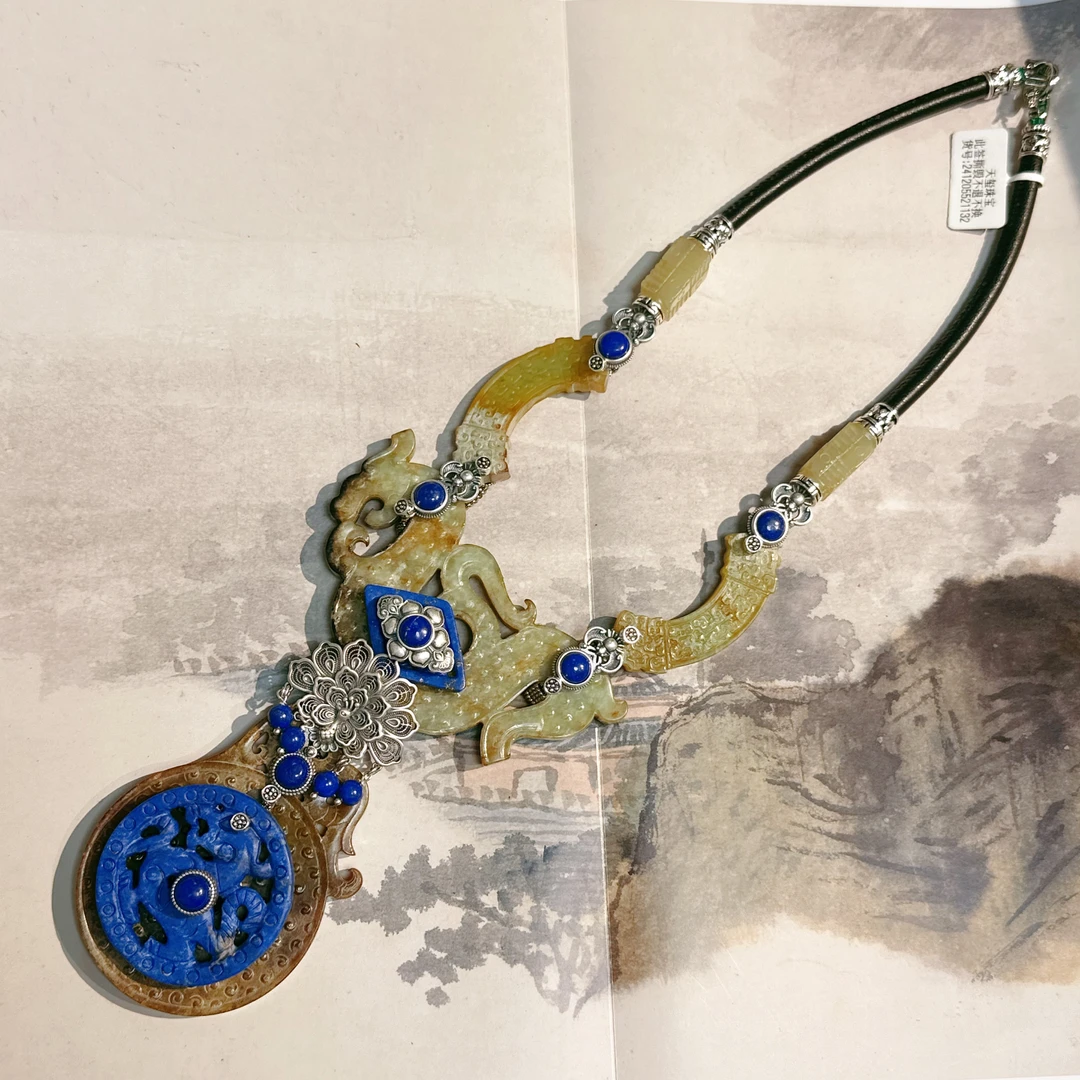 原创国风和田玉古龙高级时尚设计款项链/毛衣链【天玺珠宝】