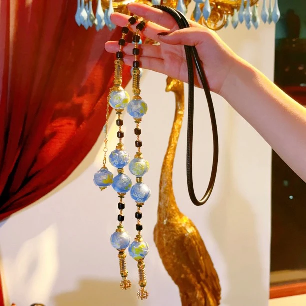 925银玻璃银制品 原创国风古法琉璃斜时尚挎链包包链【天玺珠宝】