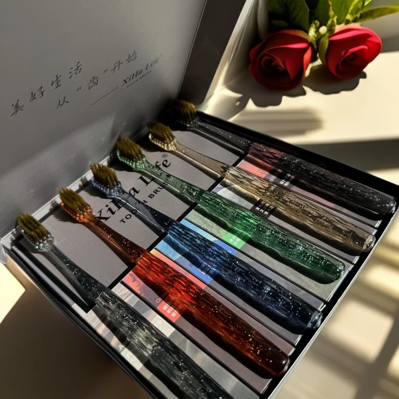 轻奢超细万毛软毛独立宽头彩晶手柄情侣牙刷便携家用