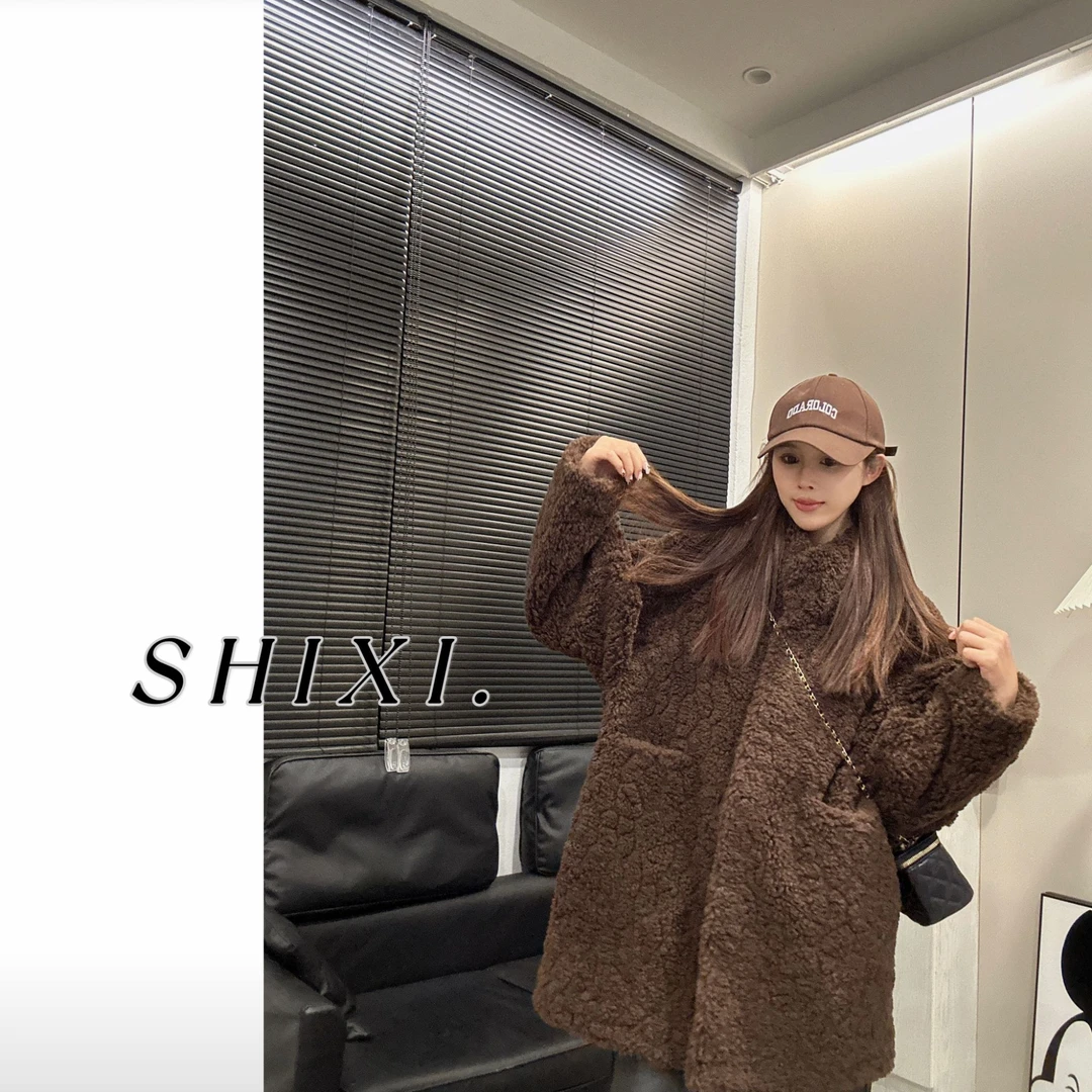 [ SHIYUE ] 新版网红款气质百搭加厚保暖皮毛一体毛绒外套