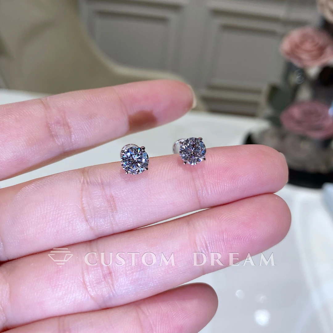 925银合成锆石耳饰 耳饰耳环4爪耳钉时尚精致简约经典质感