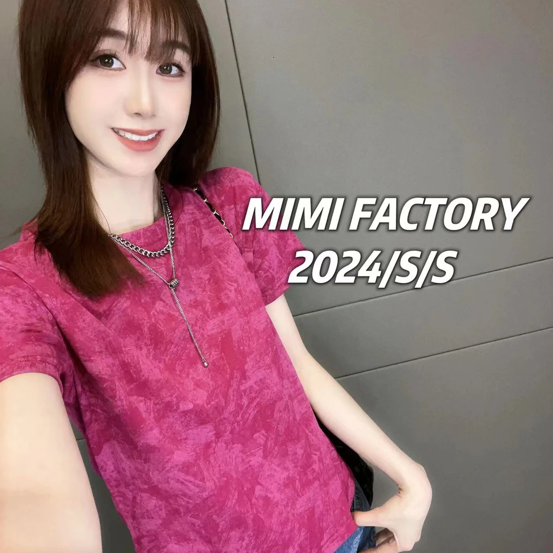 芈芈 2025新款短袖 扎染晕染短袖T恤女修身显瘦时尚休闲百搭XCTQ