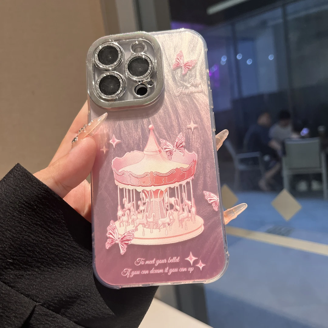 (旋转木马)镜头膜小羽纱手机壳苹果15iphone13华为vivo一加小米