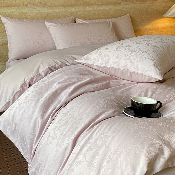 优函梦-全棉四件套100%纯棉贡缎提花被套轻奢风床单款床品套件