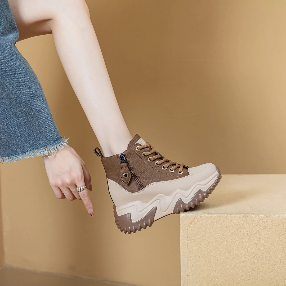 2024夏季新款高帮运动小白鞋厚底增高休闲百搭透气老爹鞋