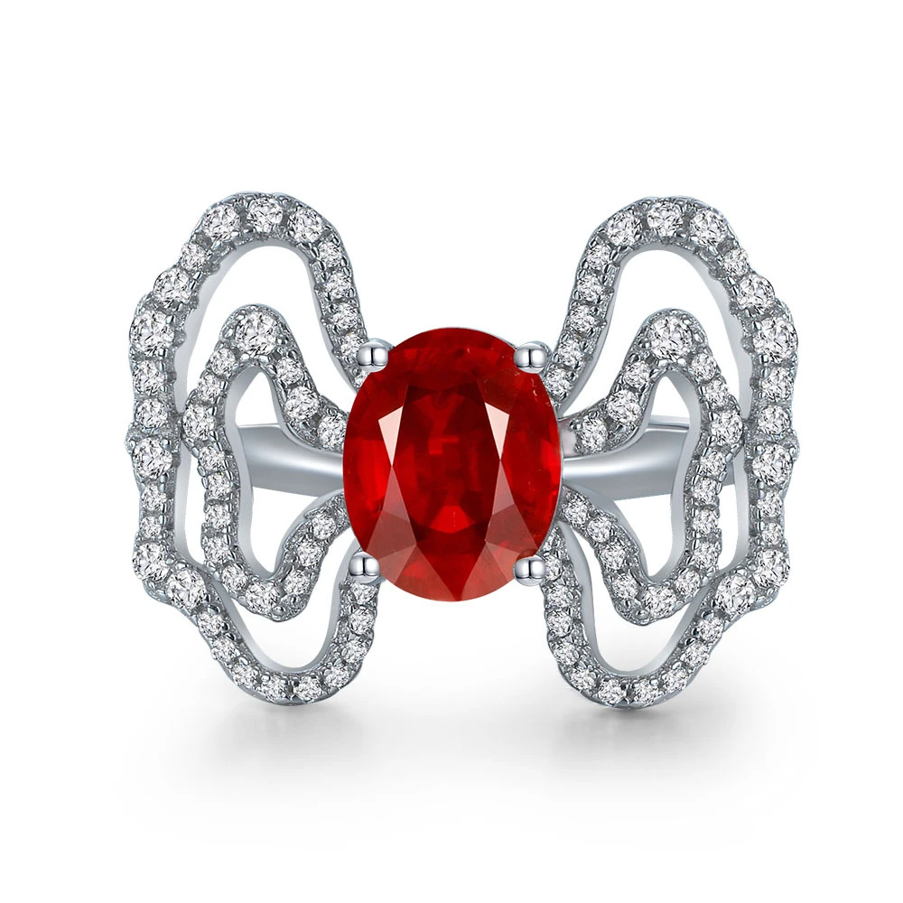 培育红宝石R1818【祥云】镶嵌蛋形鸽血红色时尚精致复古戒指5-9#
