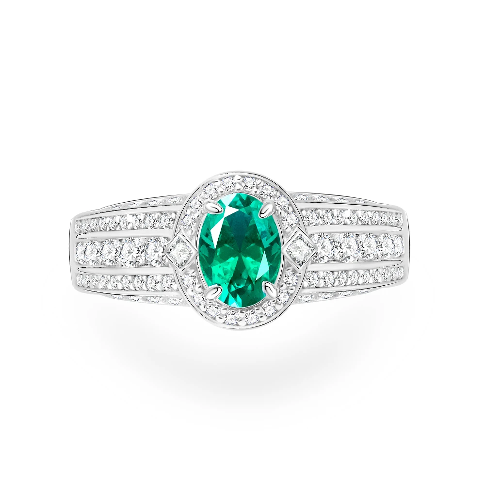 培育祖母绿R3026【甘露】镶嵌蛋形木佐色时尚气质日常戒指4-12#