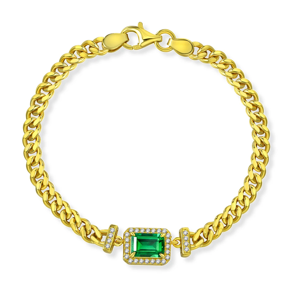 合成/培育B2053 【梦中巴黎】镶嵌培育祖母绿满钻古巴手链15-20cm