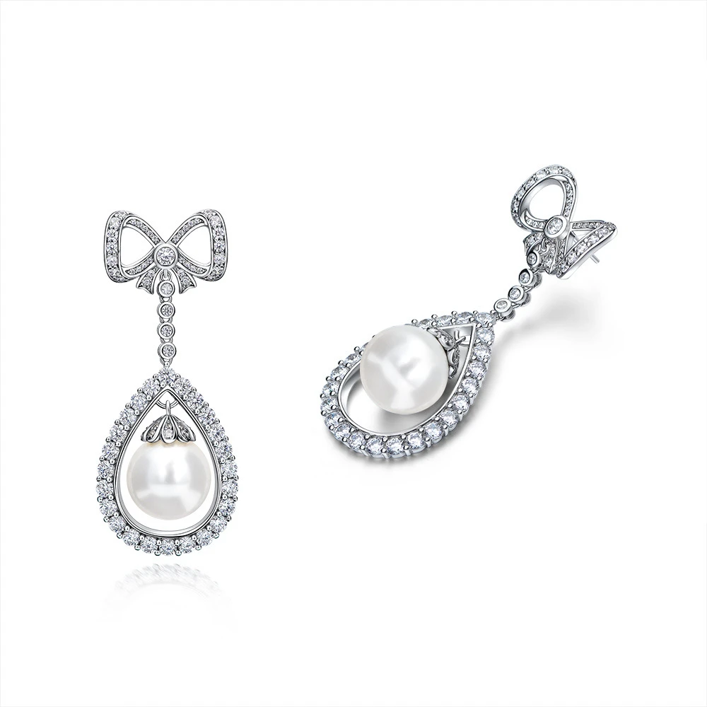 925银仿珍珠耳饰 E0429 新款镶嵌16MM白色珠珠时尚气质百搭耳钉