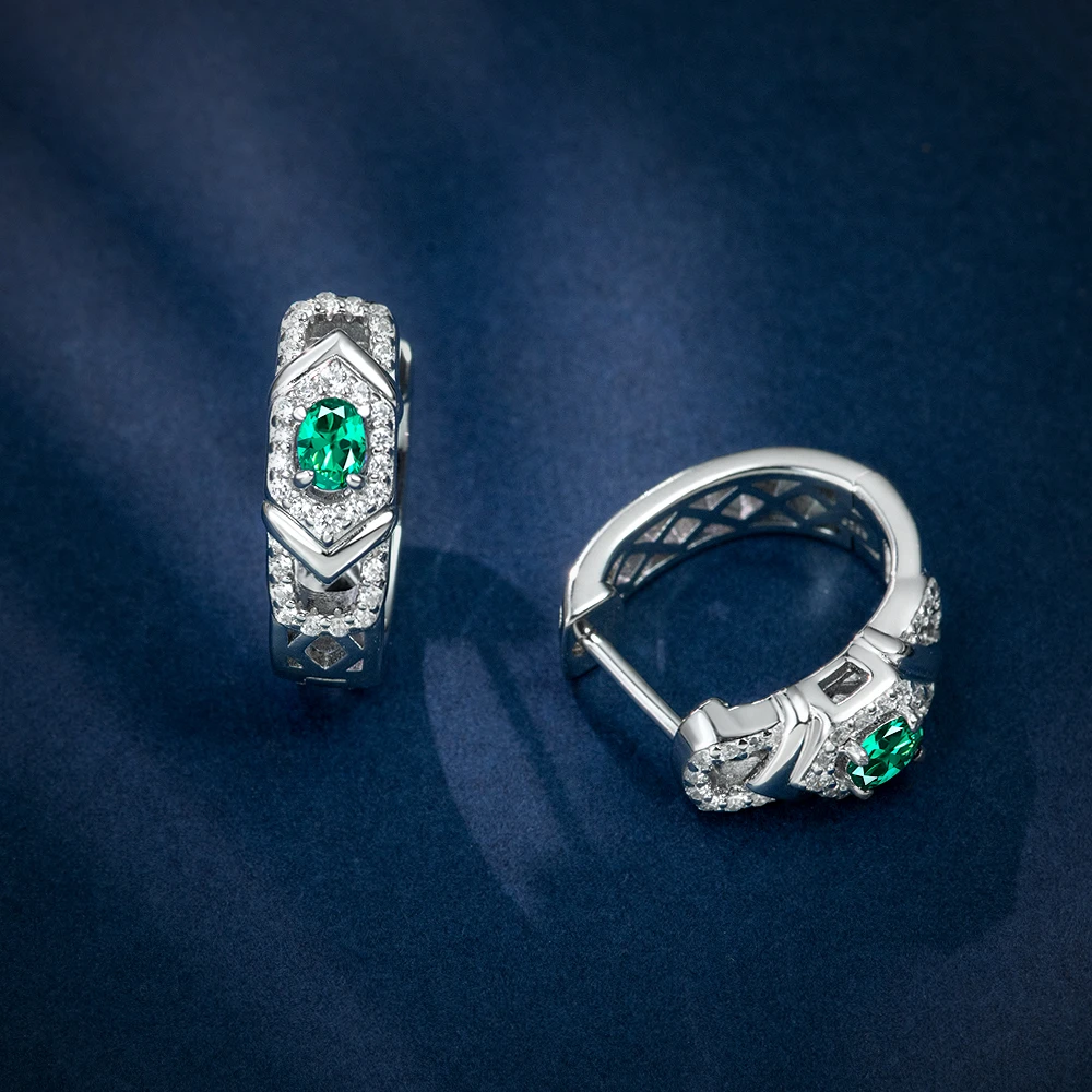 培育祖母绿E3178 小巧镶嵌蛋形培育祖母绿时尚气质百搭简约耳钉