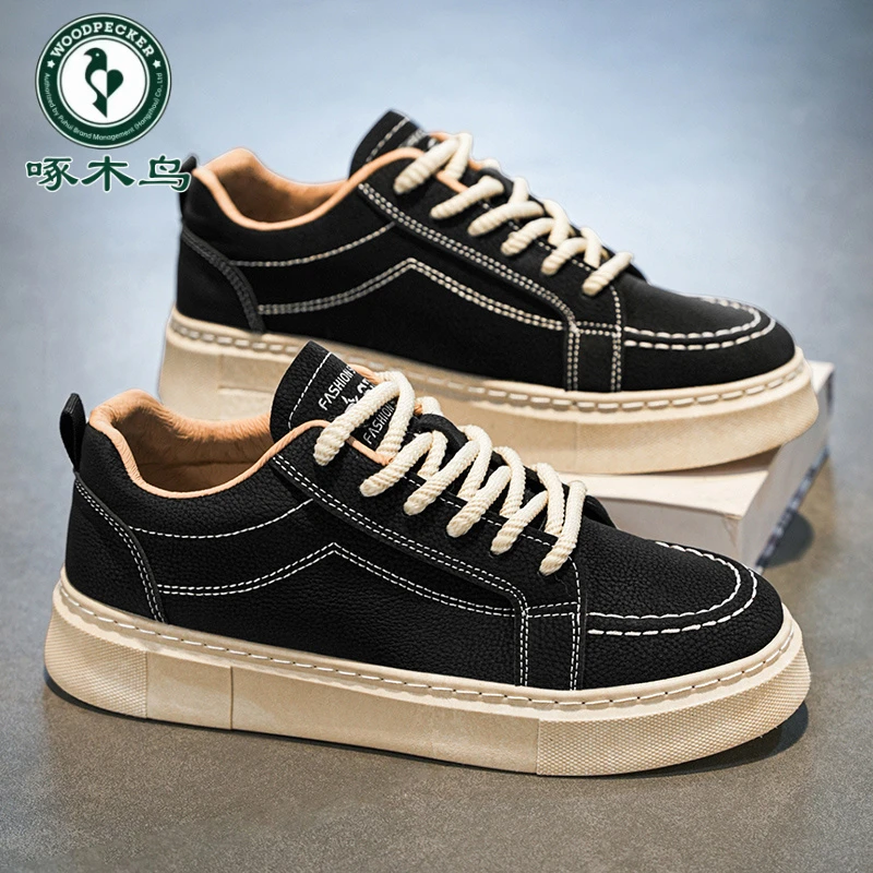 啄木鸟春季新款小众男鞋板鞋休闲百搭男款防滑学生运动时尚潮鞋