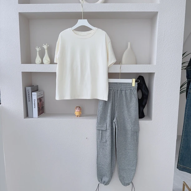 140-158小个子定制纯色百搭磨毛短袖