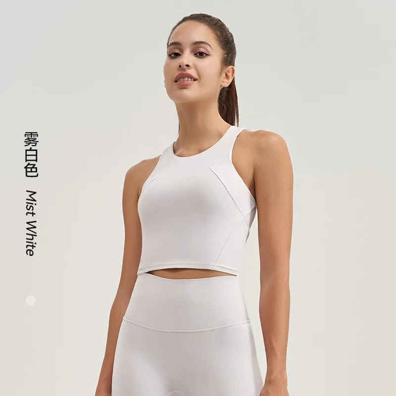 运动背心一体杯减震带杯垫裸感外穿训练跑步瑜伽服女直播