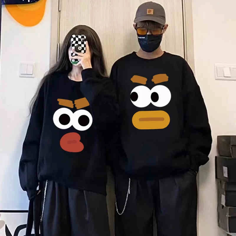 搞怪情侣装春秋冬一男一女新爆款2025特别的卫衣服潮款宽松长袖绒