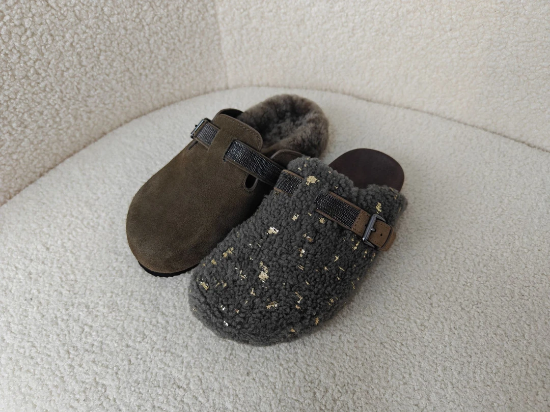 老王甄选 秋季新款 日常极简舒适款女士包头毛毛拖鞋