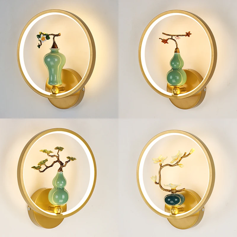 创意壁灯轻奢设计背景墙网红餐厅茶楼走廊卧室床头灯新中式国风