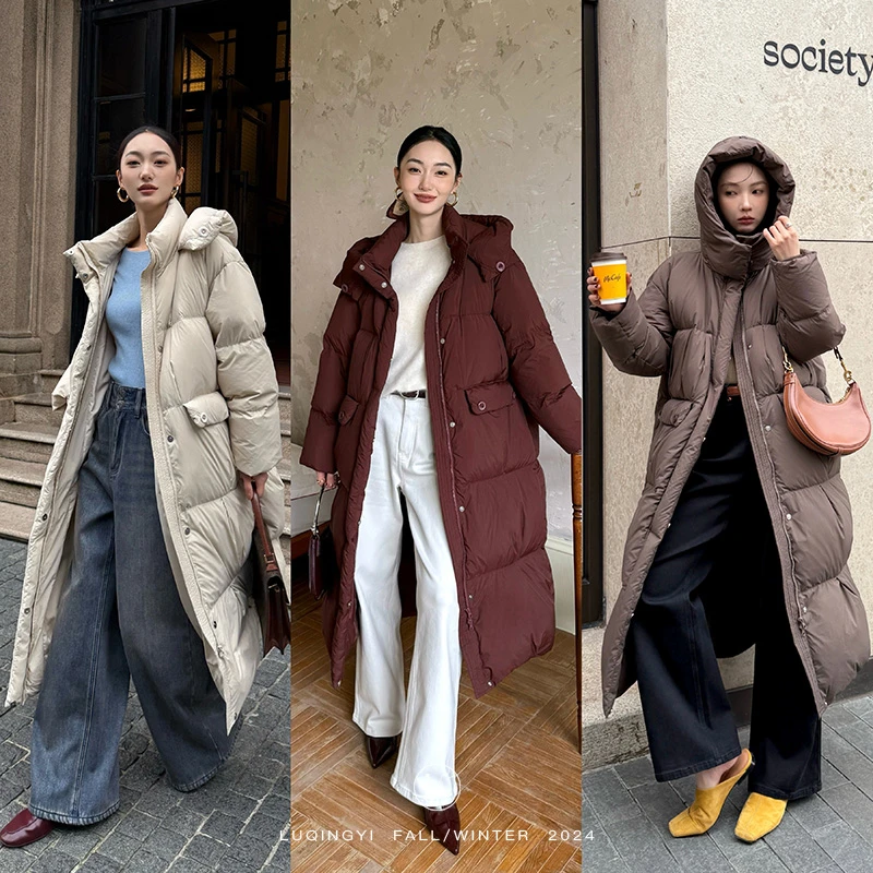 鹭青一原创【小暖炉】进口西伯利亚鹅绒长款羽绒服女冬L24Y1142H