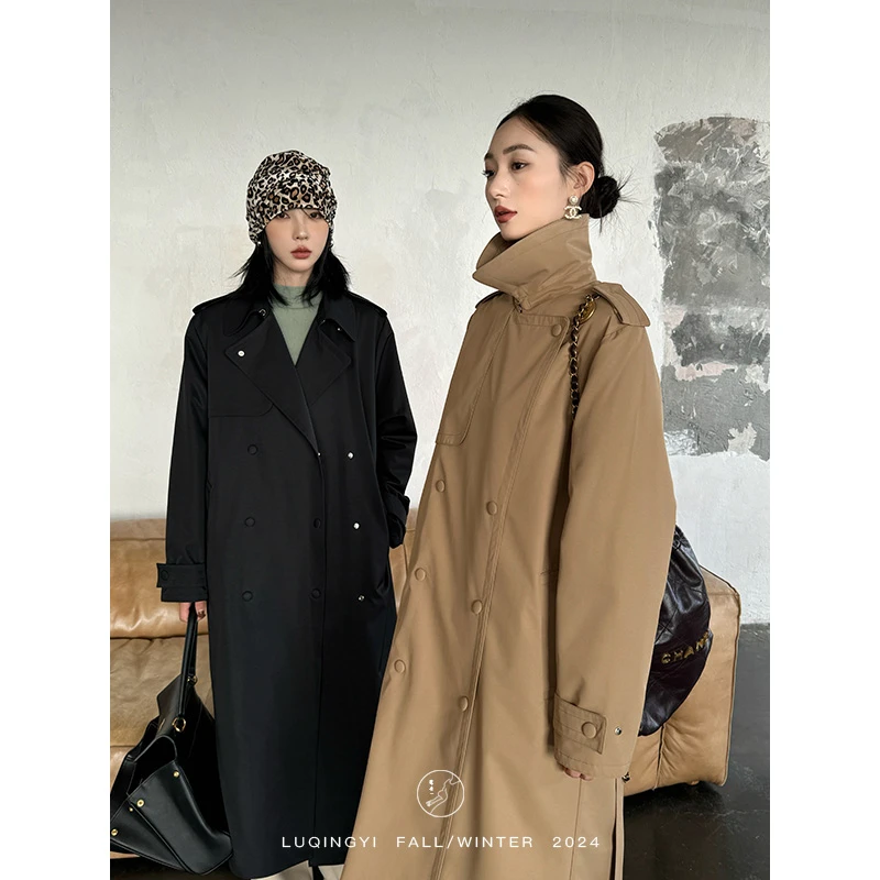 鹭青一原创【似寒】三星90白鸭rong女秋经典工装风衣L24Y1125H