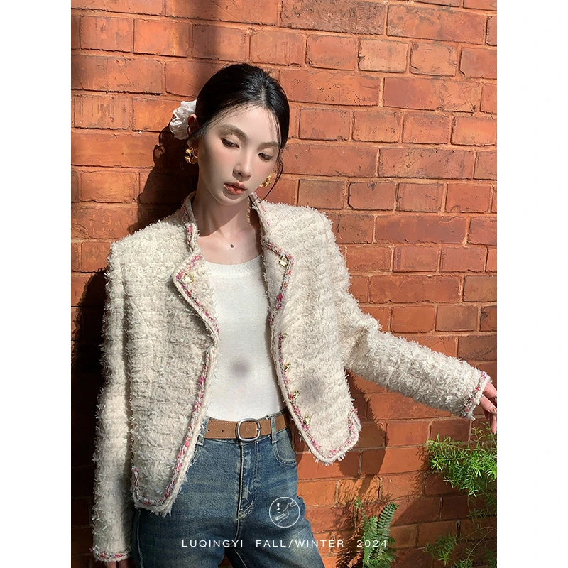 鹭青一原创【满盈】绵羊毛小香外套女秋季重工粗花呢上衣L24W1049H