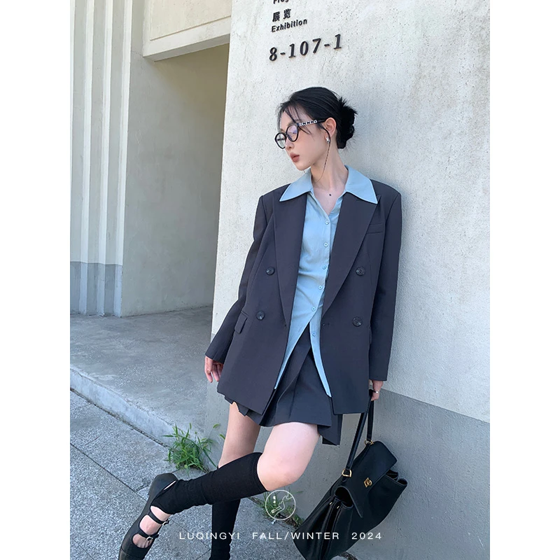 鹭青一精选【莉莉丝】经典西装外套女气质西服百褶短裙L24G6766A