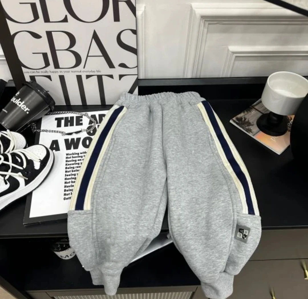 新款宝宝绒裤子儿童百搭韩版宽松休闲一体绒卫裤