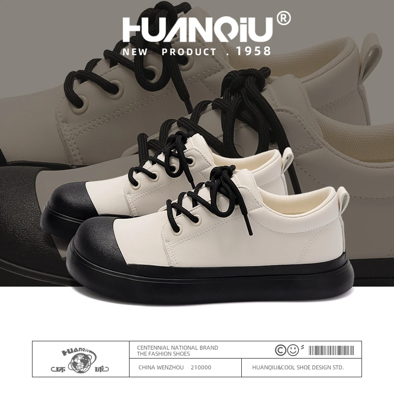 环球潮流小白鞋女2024秋季新款校园风学生板鞋子百搭厚底大头女鞋